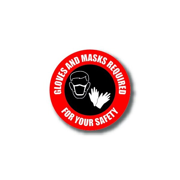 Ergomat 6in CIRCLE SIGNS Gloves And Mask Required For Your Safety DSV-SIGN 36 #0732 -UEN - main